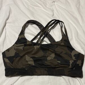 Athleta Black and Brown Camouflage Sports Bra